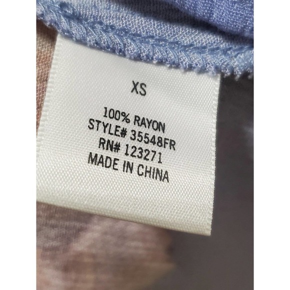 Miami Women Purple Floral 100% Rayon Short Sleeve V Neck Flowy Dress Size XS - Picture 7 of 14